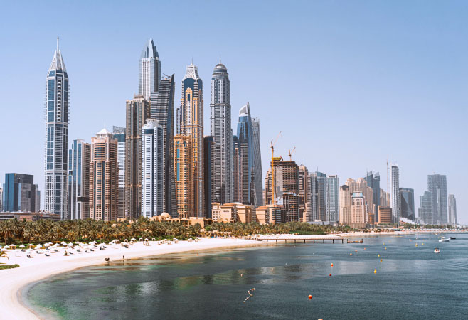 Swimming and enjoying the beach in Dubai in February