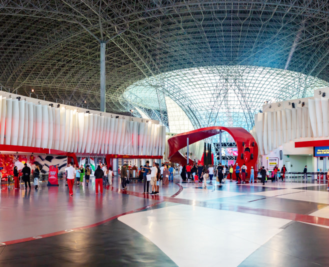 A picture of the entrance to the Ferrari World Yas Island, Abu Dhabi