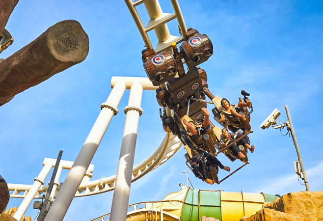 Bandit bomber roller coaster in Yas Waterworld aquapark