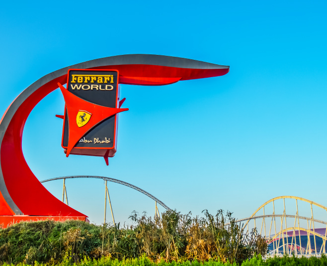 Exteriors of Ferrari world , an amusement park in Abu Dhabi on Yas Island in UAE