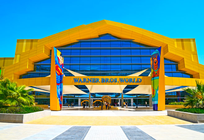 Main entrance to the Warner Bros World indoor theme park in Abu Dhabi